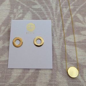 Gorjana Gold Circle NECKLACE & Cutout EARRINGS New